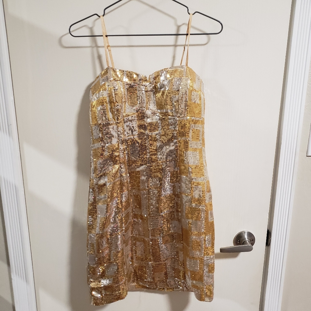 Minuet Gold and Silver Sequin Dress